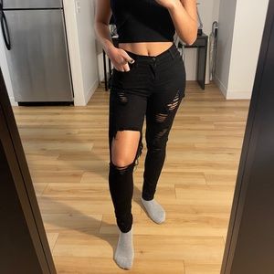 Black Distressed Jeans